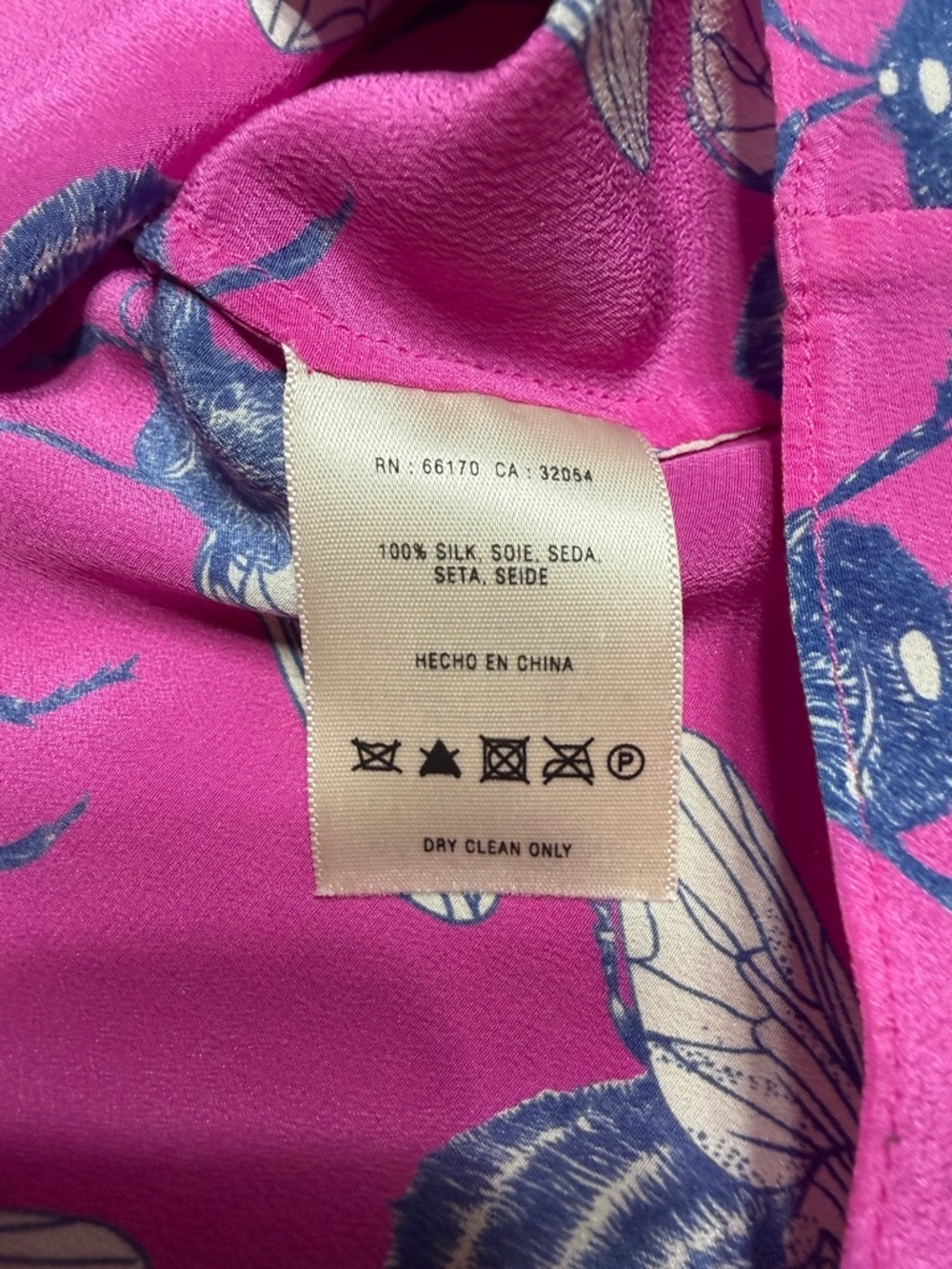 Anthropologie Leifnotes Pollination Silk Pink Bee Print Size 4 - Picture 6 of 11